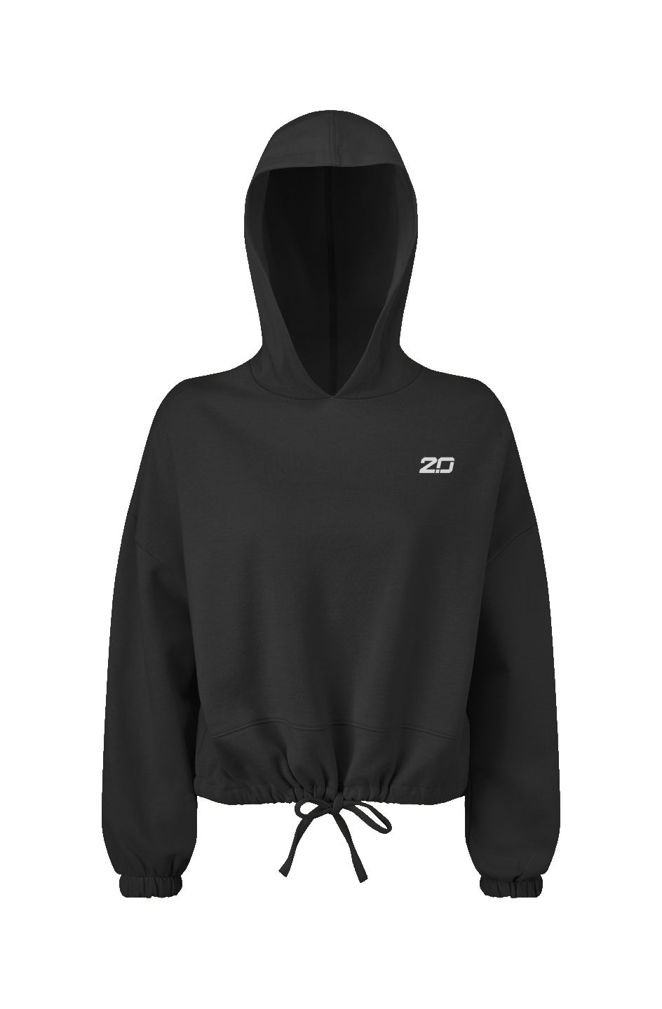 Ladies' Cropped Oversize Hooded Sweatshirt (Black)