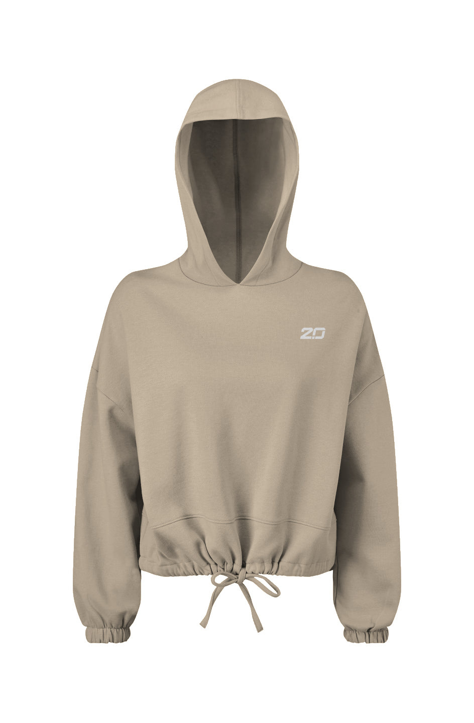 Ladies' Cropped Oversize Hooded Sweatshirt (Nude)