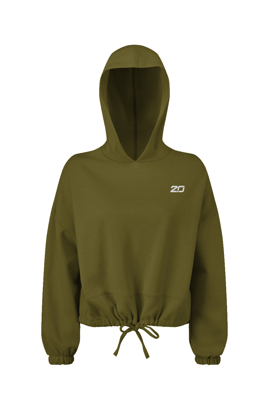 Ladies' Cropped Oversize Hooded Sweatshirt (Olive)
