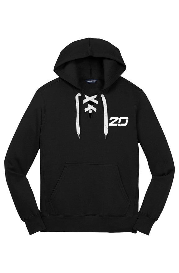 Lace Up Pullover Hooded Sweatshirt (Black)