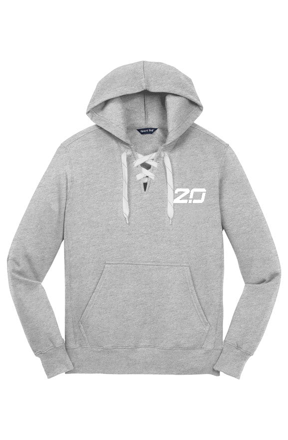 Lace Up Pullover Hooded Sweatshirt (Grey)