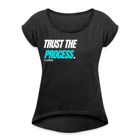 TRUST Roll-Cuff Tee - heather black