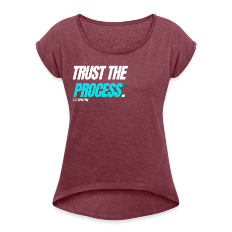 TRUST Roll-Cuff Tee - heather burgundy