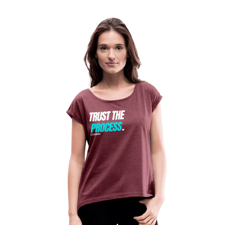 TRUST Roll-Cuff Tee - heather burgundy