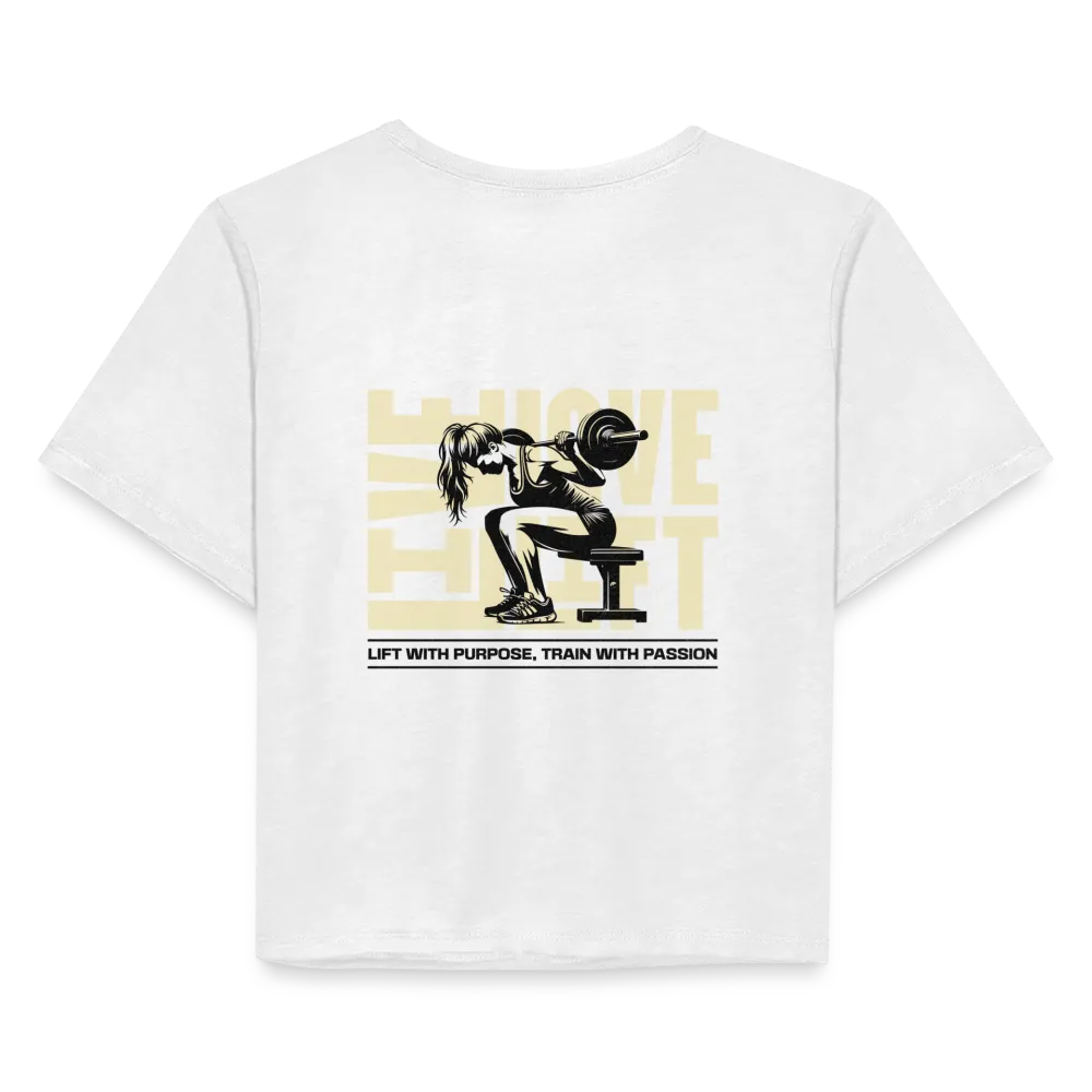 Live Love Lift Cropped T-Shirt - white